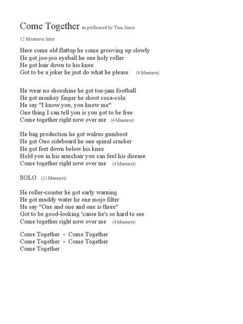 comes to you lyrics|come together lyrics printable.